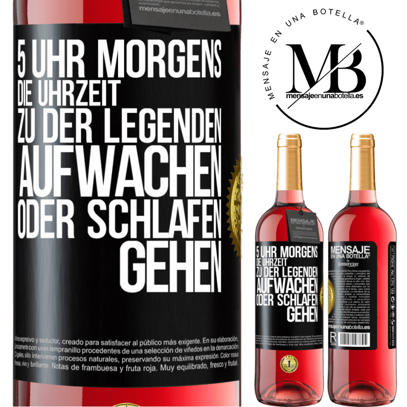 29,95 € Kostenloser Versand | Roséwein ROSÉ Ausgabe 5 Uhr morgens. Die Uhrzeit, zu der Legenden aufwachen oder schlafen gehen Schwarzes Etikett. Anpassbares Etikett Junger Wein Ernte 2024 Tempranillo