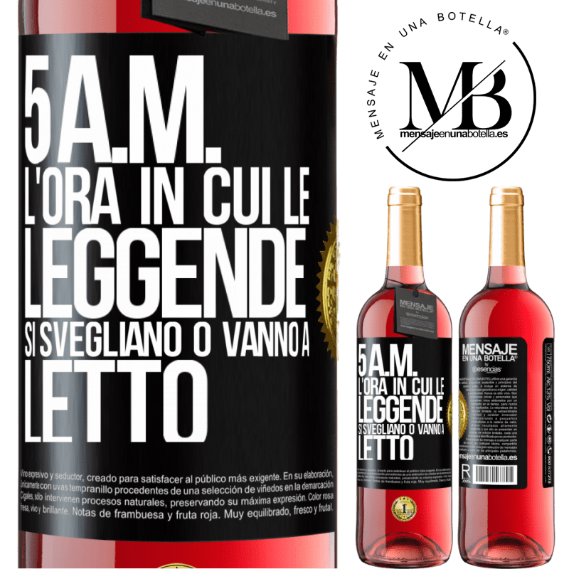 29,95 € Spedizione Gratuita | Vino rosato Edizione ROSÉ 5 A.M. L'ora in cui le leggende si svegliano o vanno a letto Etichetta Nera. Etichetta personalizzabile Vino giovane Raccogliere 2024 Tempranillo