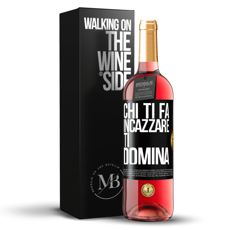 29,95 € Spedizione Gratuita | Vino rosato Edizione ROSÉ Chi ti fa incazzare, ti domina Etichetta Nera. Etichetta personalizzabile Vino giovane Raccogliere 2024 Tempranillo