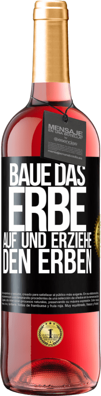 29,95 € | Roséwein ROSÉ Ausgabe Baue das Erbe auf und erziehe den Erben Schwarzes Etikett. Anpassbares Etikett Junger Wein Ernte 2024 Tempranillo