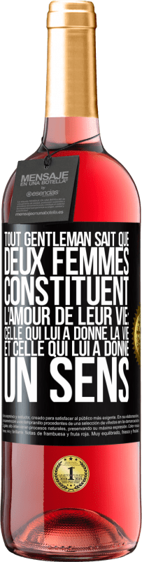 29,95 € | Vin rosé Édition ROSÉ Tout gentleman sait que deux femmes constituent l'amour de leur vie: celle qui lui a donné la vie et celle qui lui a donné un se Étiquette Noire. Étiquette personnalisable Vin jeune Récolte 2024 Tempranillo