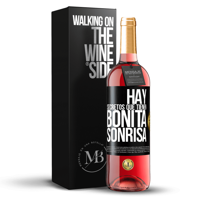 29,95 € Envío gratis | Vino Rosado Edición ROSÉ Hay secretos que tienen bonita sonrisa Etiqueta Negra. Etiqueta personalizable Vino joven Cosecha 2024 Tempranillo