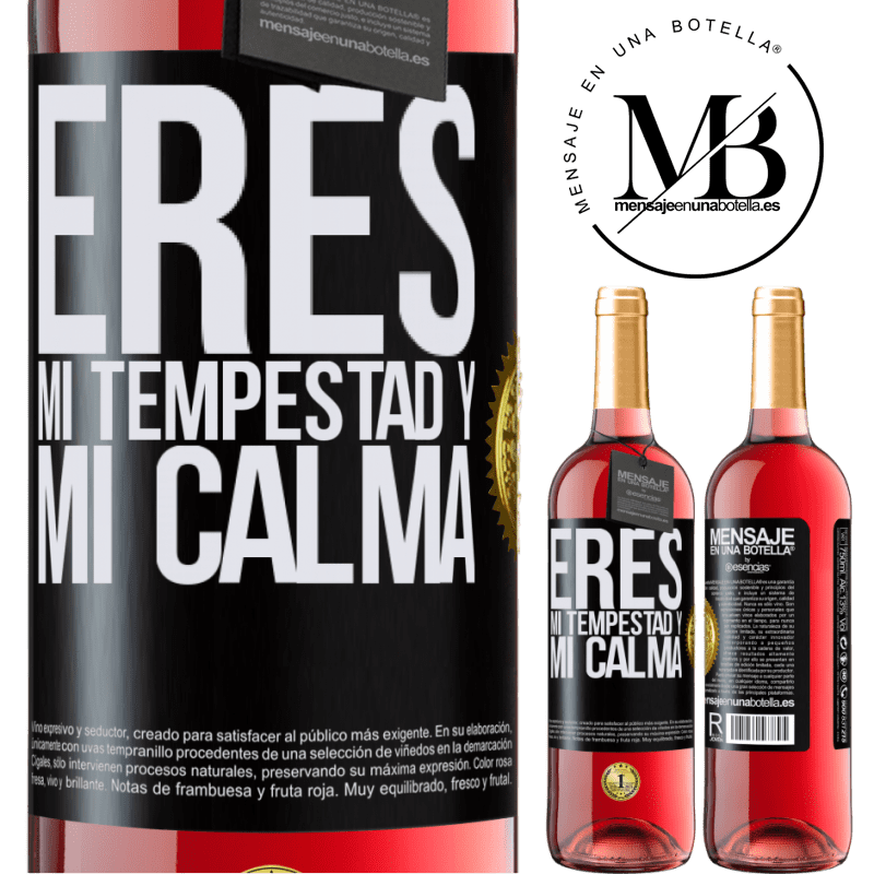 29,95 € Envío gratis | Vino Rosado Edición ROSÉ Eres mi tempestad y mi calma Etiqueta Negra. Etiqueta personalizable Vino joven Cosecha 2023 Tempranillo