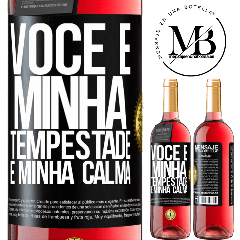 29,95 € Envio grátis | Vinho rosé Edição ROSÉ Você é minha tempestade e minha calma Etiqueta Preta. Etiqueta personalizável Vinho jovem Colheita 2023 Tempranillo