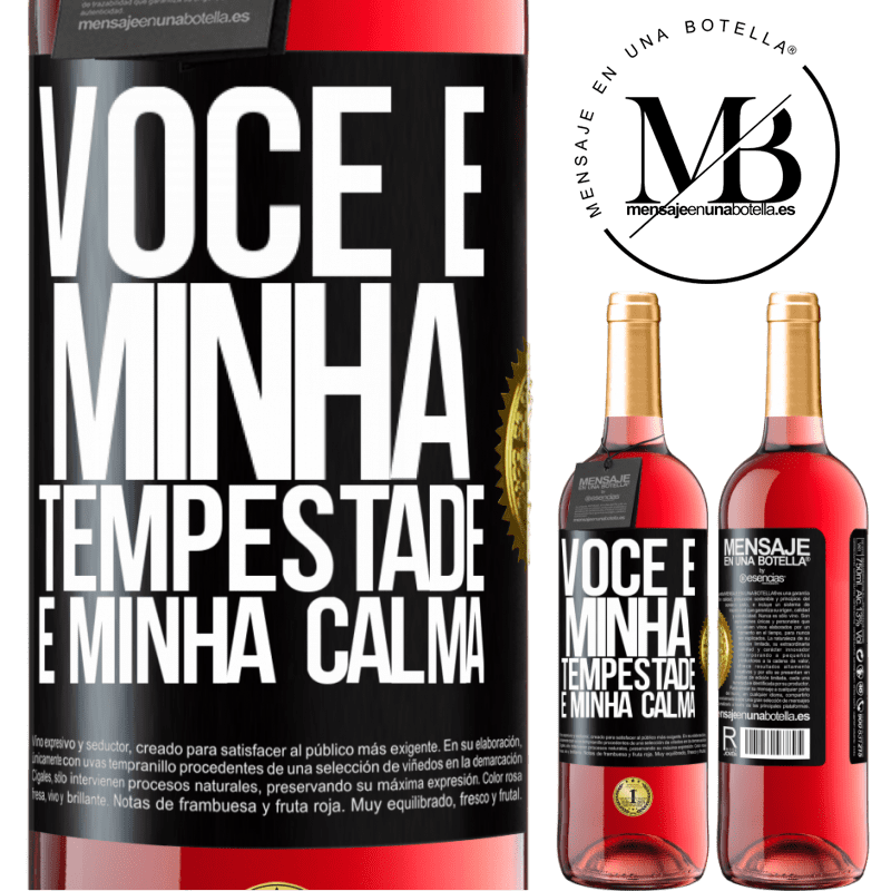 29,95 € Envio grátis | Vinho rosé Edição ROSÉ Você é minha tempestade e minha calma Etiqueta Preta. Etiqueta personalizável Vinho jovem Colheita 2025 Tempranillo