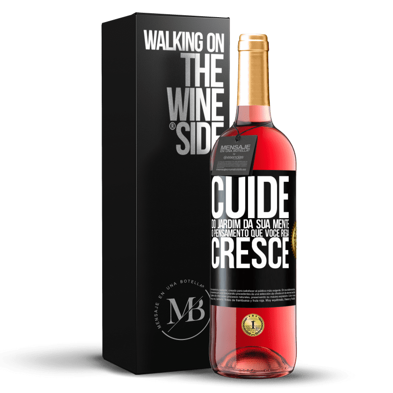 29,95 € Envio grátis | Vinho rosé Edição ROSÉ Cuide do jardim da sua mente. O pensamento que você rega cresce Etiqueta Preta. Etiqueta personalizável Vinho jovem Colheita 2025 Tempranillo