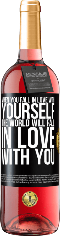 29,95 € 送料無料 | ロゼワイン ROSÉエディション あなたが自分に恋をすると、世界はあなたに恋に落ちます ブラックラベル. カスタマイズ可能なラベル 若いワイン 収穫 2023 Tempranillo