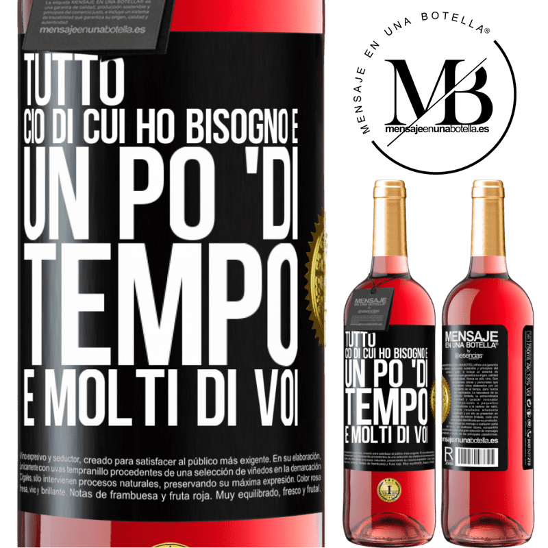 29,95 € Spedizione Gratuita | Vino rosato Edizione ROSÉ Tutto ciò di cui ho bisogno è un po 'di tempo e molti di voi Etichetta Nera. Etichetta personalizzabile Vino giovane Raccogliere 2025 Tempranillo