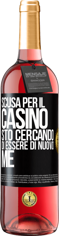 29,95 € | Vino rosato Edizione ROSÉ Scusa per il casino, sto cercando di essere di nuovo me Etichetta Nera. Etichetta personalizzabile Vino giovane Raccogliere 2025 Tempranillo