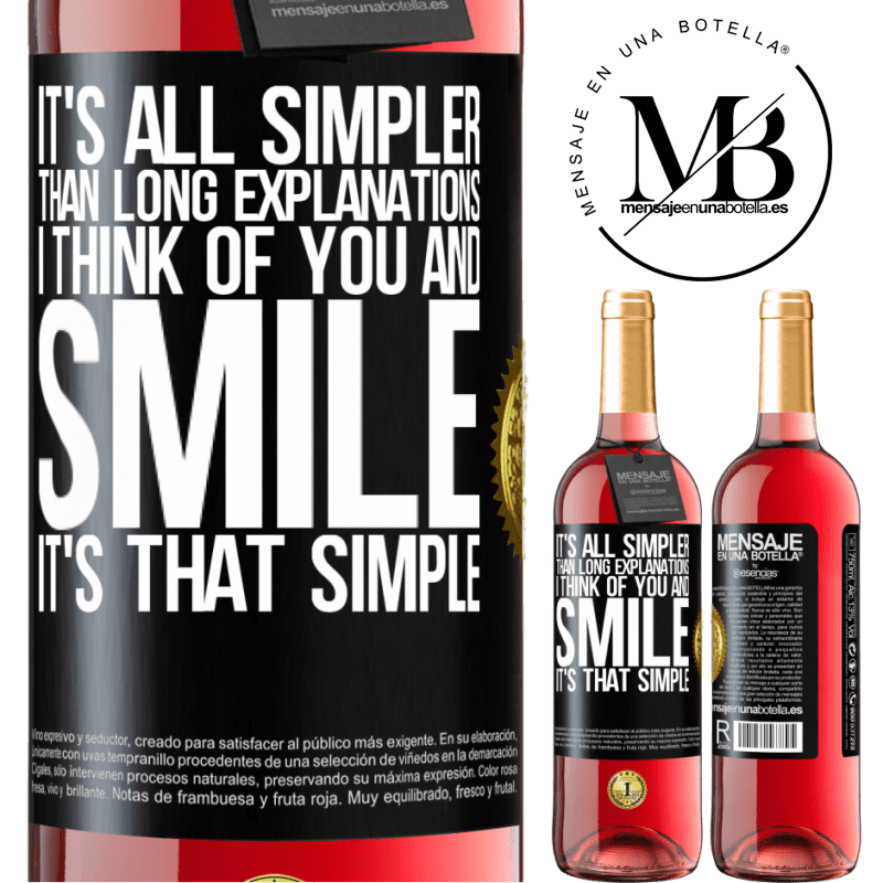 29,95 € Free Shipping | Rosé Wine ROSÉ Edition It's all simpler than long explanations. I think of you and smile. It's that simple Black Label. Customizable label Young wine Harvest 2021 Tempranillo