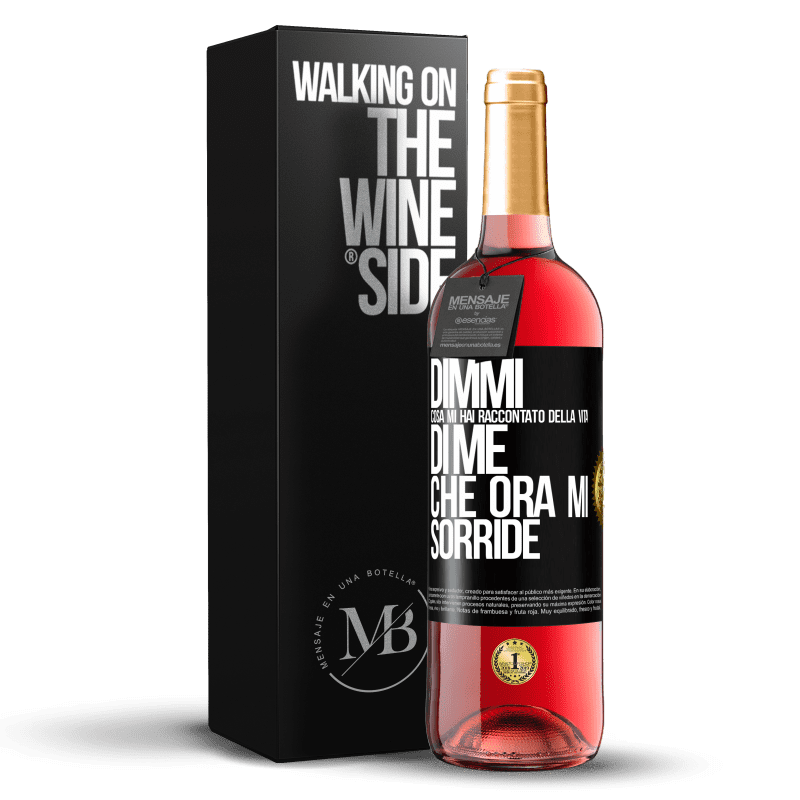 29,95 € Spedizione Gratuita | Vino rosato Edizione ROSÉ Dimmi cosa mi hai raccontato della vita di me che ora mi sorride Etichetta Nera. Etichetta personalizzabile Vino giovane Raccogliere 2024 Tempranillo