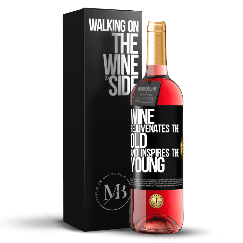 29,95 € Бесплатная доставка | Розовое вино Издание ROSÉ Вино омолаживает старое и вдохновляет молодых Черная метка. Настраиваемая этикетка Молодое вино Урожай 2023 Tempranillo