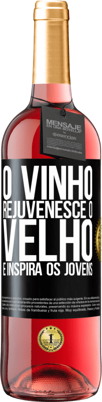 29,95 € | Vinho rosé Edição ROSÉ O vinho rejuvenesce o velho e inspira os jovens Etiqueta Preta. Etiqueta personalizável Vinho jovem Colheita 2024 Tempranillo