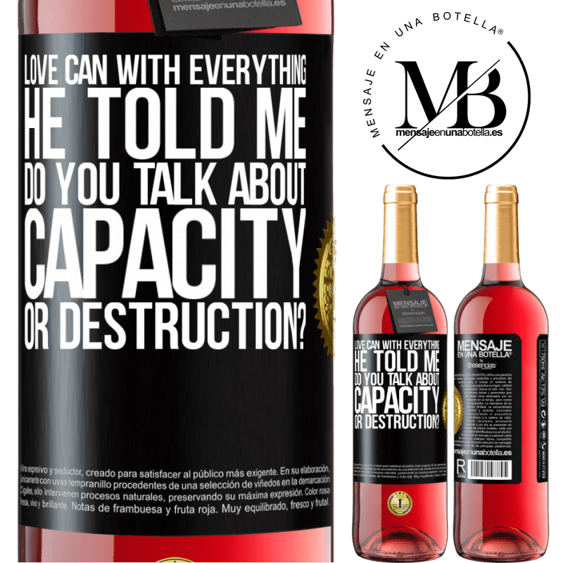 24,95 € Free Shipping | Rosé Wine ROSÉ Edition Love can with everything, he told me. Do you talk about capacity or destruction? Black Label. Customizable label Young wine Harvest 2021 Tempranillo