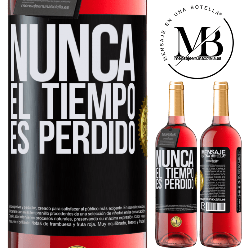 29,95 € Envío gratis | Vino Rosado Edición ROSÉ Nunca el tiempo es perdido Etiqueta Negra. Etiqueta personalizable Vino joven Cosecha 2023 Tempranillo