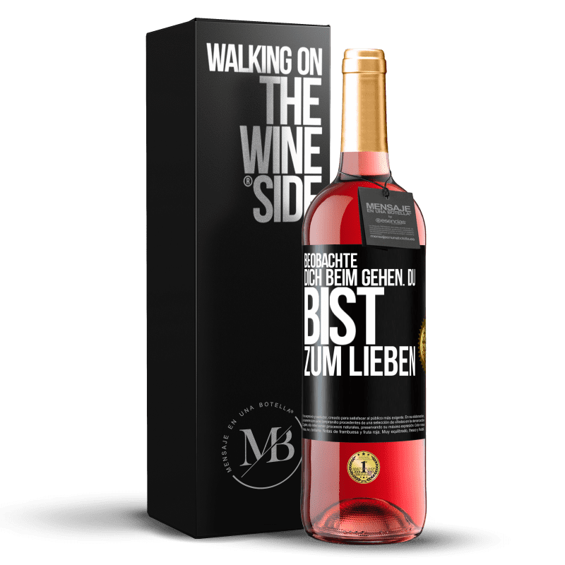 29,95 € Kostenloser Versand | Roséwein ROSÉ Ausgabe Beobachte dich beim Gehen. Du bist zum Lieben Schwarzes Etikett. Anpassbares Etikett Junger Wein Ernte 2024 Tempranillo