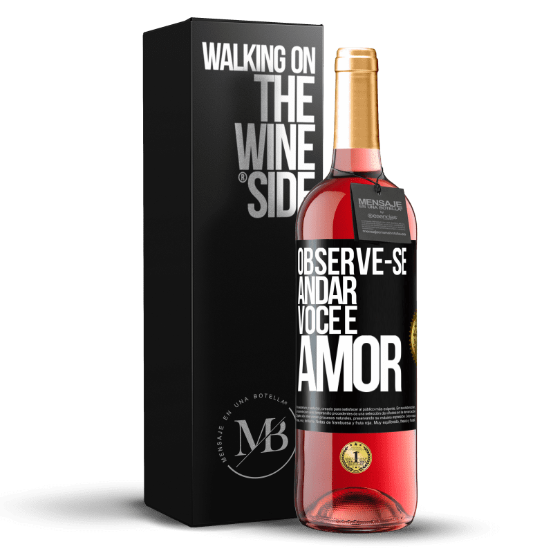 29,95 € Envio grátis | Vinho rosé Edição ROSÉ Observe-se andar. Você é amor Etiqueta Preta. Etiqueta personalizável Vinho jovem Colheita 2024 Tempranillo