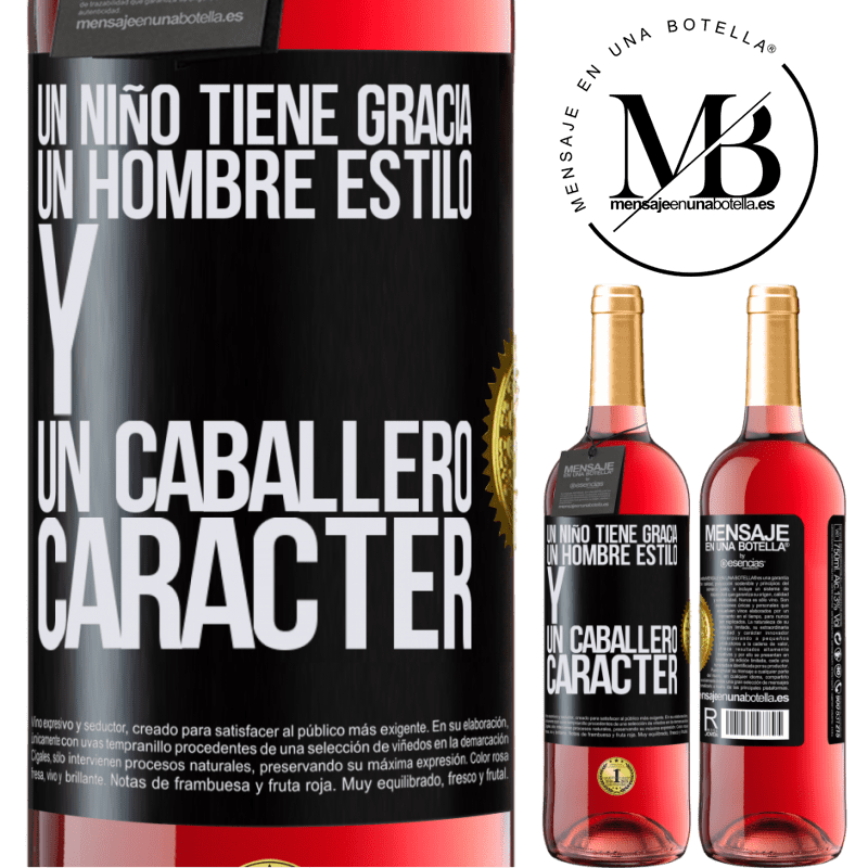 29,95 € Бесплатная доставка | Розовое вино Издание ROSÉ У ребенка есть грация, человек стиля и джентльмен, характер Черная метка. Настраиваемая этикетка Молодое вино Урожай 2022 Tempranillo