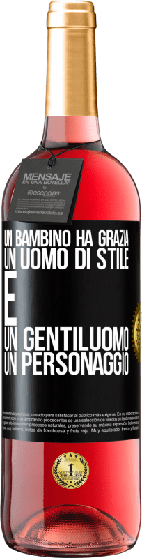 29,95 € | Vino rosato Edizione ROSÉ Un bambino ha grazia, un uomo di stile e un gentiluomo, un personaggio Etichetta Nera. Etichetta personalizzabile Vino giovane Raccogliere 2024 Tempranillo