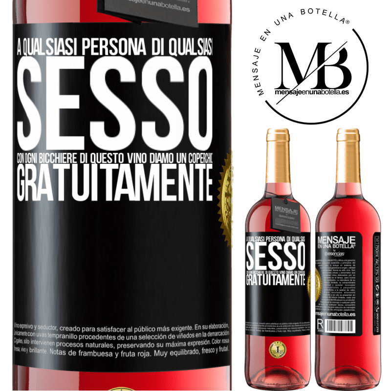 29,95 € Spedizione Gratuita | Vino rosato Edizione ROSÉ A qualsiasi persona di qualsiasi SESSO con ogni bicchiere di questo vino diamo un coperchio GRATUITAMENTE Etichetta Nera. Etichetta personalizzabile Vino giovane Raccogliere 2024 Tempranillo