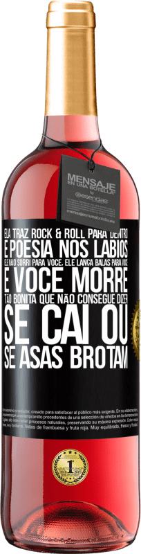 29,95 € Envio grátis | Vinho rosé Edição ROSÉ Ela traz Rock & Roll para dentro e poesia nos lábios. Ele não sorri para você, ele lança balas para você e você morre tão Etiqueta Preta. Etiqueta personalizável Vinho jovem Colheita 2025 Tempranillo
