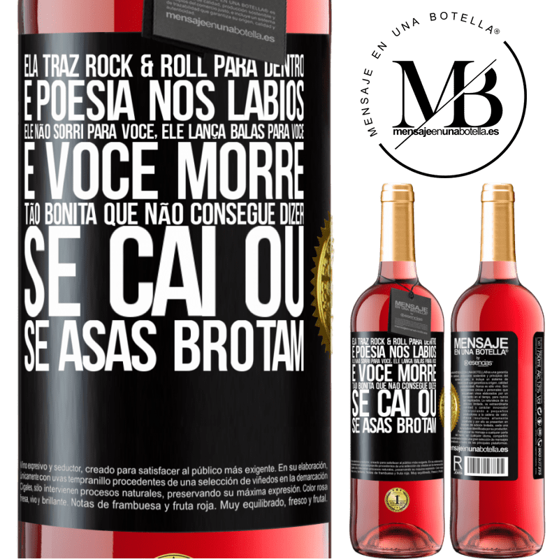 29,95 € Envio grátis | Vinho rosé Edição ROSÉ Ela traz Rock & Roll para dentro e poesia nos lábios. Ele não sorri para você, ele lança balas para você e você morre tão Etiqueta Preta. Etiqueta personalizável Vinho jovem Colheita 2023 Tempranillo