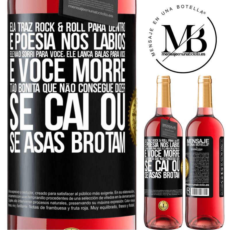 29,95 € Envio grátis | Vinho rosé Edição ROSÉ Ela traz Rock & Roll para dentro e poesia nos lábios. Ele não sorri para você, ele lança balas para você e você morre tão Etiqueta Preta. Etiqueta personalizável Vinho jovem Colheita 2025 Tempranillo
