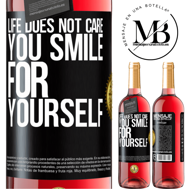 29,95 € Free Shipping | Rosé Wine ROSÉ Edition Life does not care, you smile for yourself Black Label. Customizable label Young wine Harvest 2022 Tempranillo