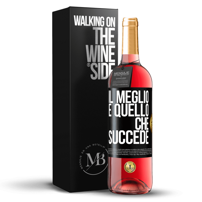 29,95 € Spedizione Gratuita | Vino rosato Edizione ROSÉ Il meglio è quello che succede Etichetta Nera. Etichetta personalizzabile Vino giovane Raccogliere 2024 Tempranillo