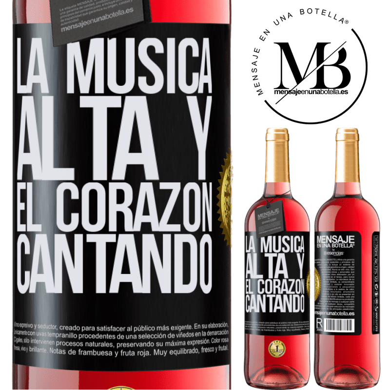 29,95 € Envío gratis | Vino Rosado Edición ROSÉ La música alta y el corazón cantando Etiqueta Negra. Etiqueta personalizable Vino joven Cosecha 2023 Tempranillo