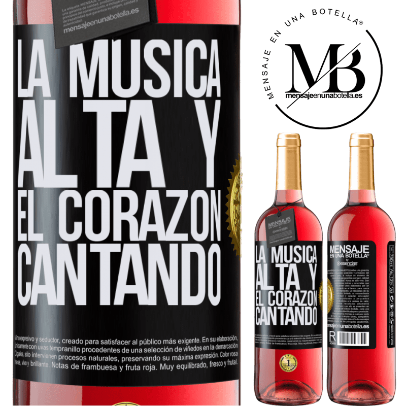 29,95 € Envío gratis | Vino Rosado Edición ROSÉ La música alta y el corazón cantando Etiqueta Negra. Etiqueta personalizable Vino joven Cosecha 2025 Tempranillo