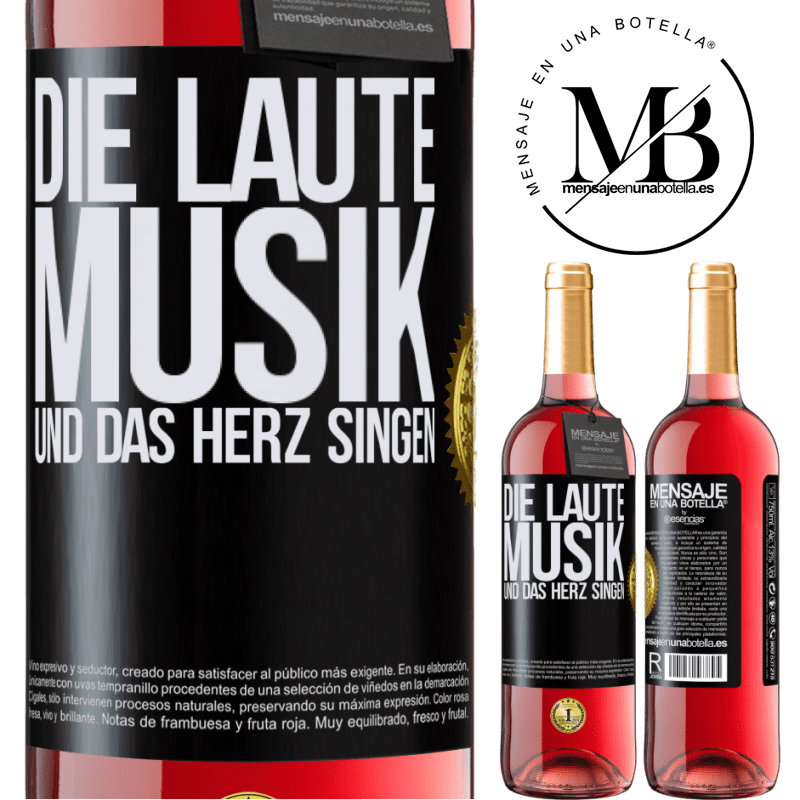 29,95 € Kostenloser Versand | Roséwein ROSÉ Ausgabe Musik laut und Herz singend Schwarzes Etikett. Anpassbares Etikett Junger Wein Ernte 2023 Tempranillo