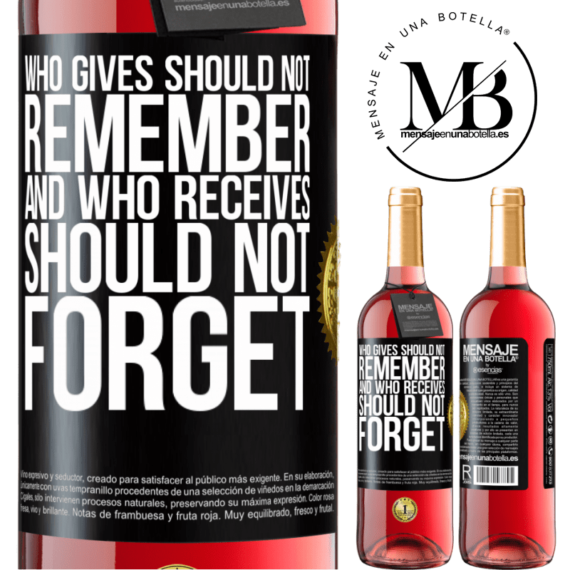 29,95 € Free Shipping | Rosé Wine ROSÉ Edition Who gives should not remember, and who receives, should not forget Black Label. Customizable label Young wine Harvest 2022 Tempranillo