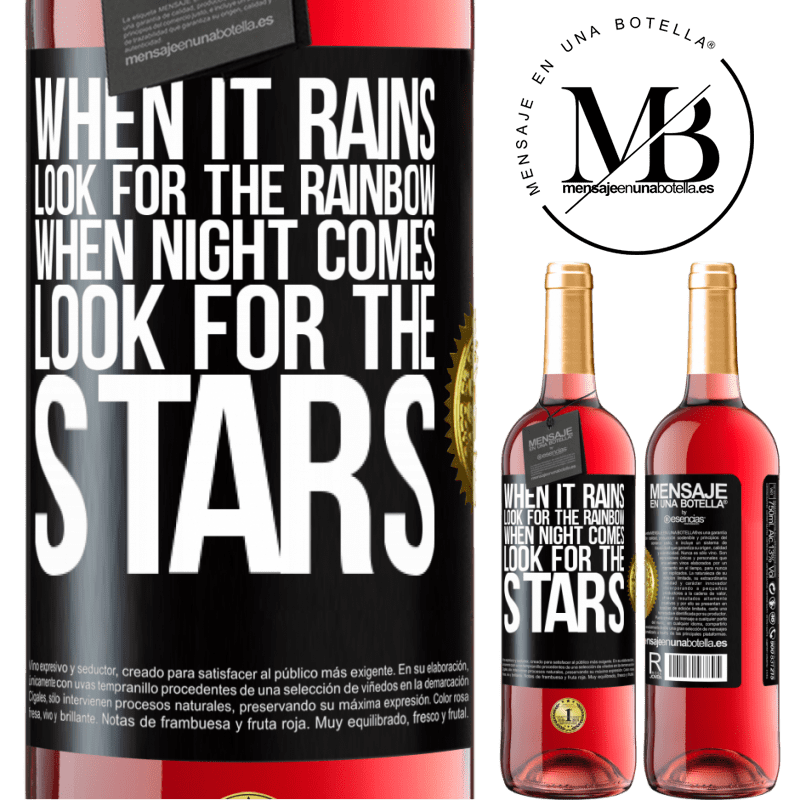 29,95 € Free Shipping | Rosé Wine ROSÉ Edition When it rains, look for the rainbow, when night comes, look for the stars Black Label. Customizable label Young wine Harvest 2021 Tempranillo