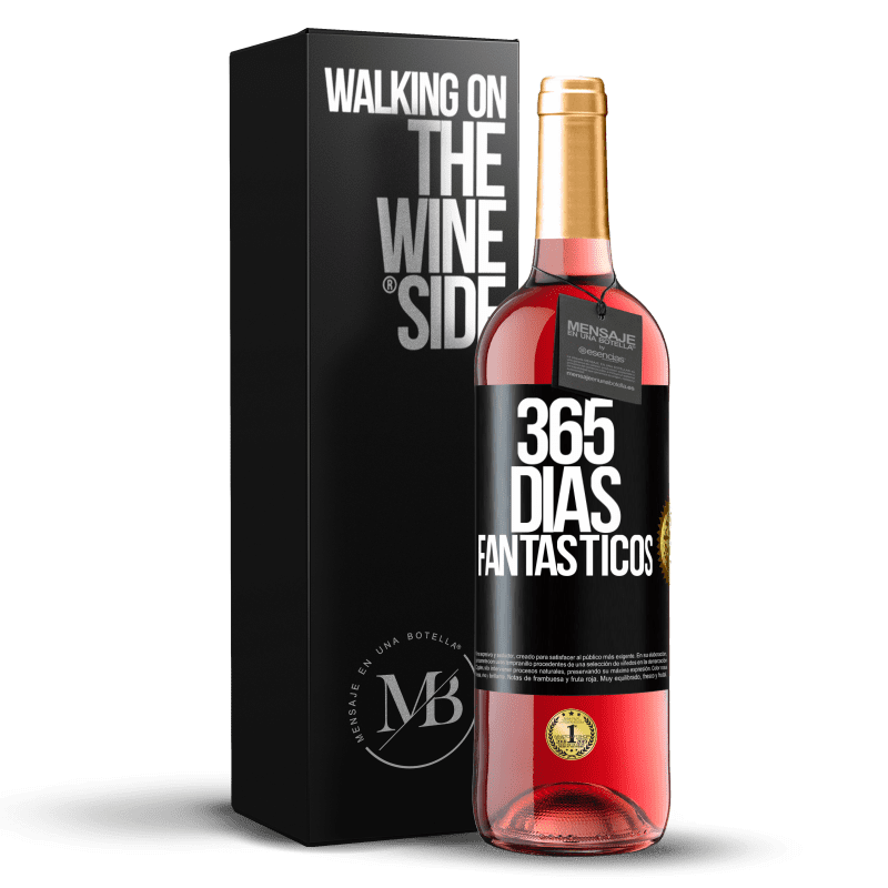 29,95 € Envío gratis | Vino Rosado Edición ROSÉ 365 días fantásticos Etiqueta Negra. Etiqueta personalizable Vino joven Cosecha 2024 Tempranillo