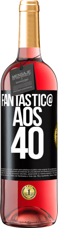 29,95 € | Vinho rosé Edição ROSÉ Fantástic@ aos 40 Etiqueta Preta. Etiqueta personalizável Vinho jovem Colheita 2023 Tempranillo