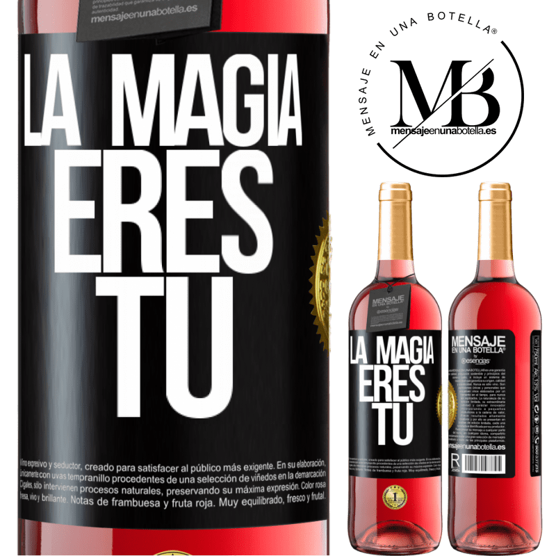 29,95 € Envío gratis | Vino Rosado Edición ROSÉ La magia eres tú Etiqueta Negra. Etiqueta personalizable Vino joven Cosecha 2024 Tempranillo