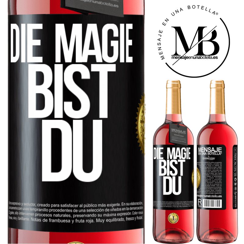 29,95 € Kostenloser Versand | Roséwein ROSÉ Ausgabe Die Magie bist du Schwarzes Etikett. Anpassbares Etikett Junger Wein Ernte 2024 Tempranillo