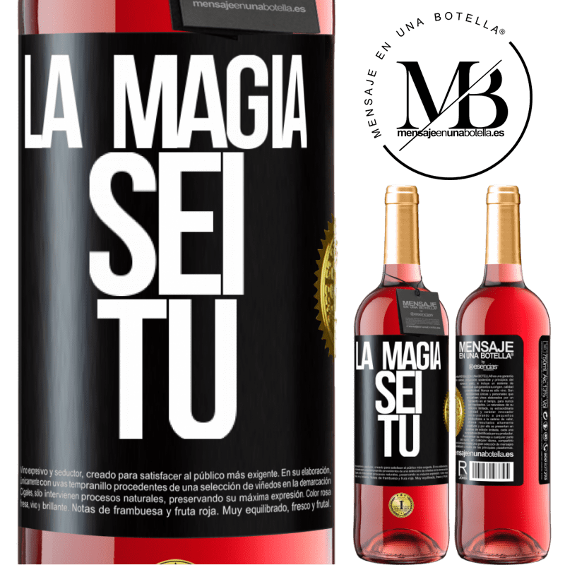 29,95 € Spedizione Gratuita | Vino rosato Edizione ROSÉ La magia sei tu Etichetta Nera. Etichetta personalizzabile Vino giovane Raccogliere 2024 Tempranillo