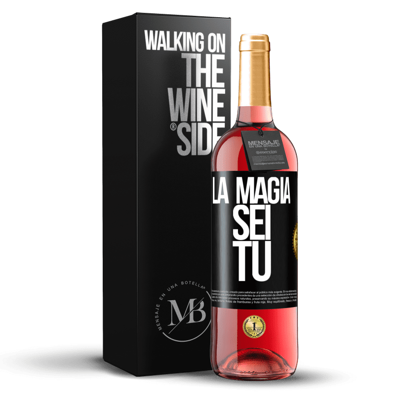 29,95 € Spedizione Gratuita | Vino rosato Edizione ROSÉ La magia sei tu Etichetta Nera. Etichetta personalizzabile Vino giovane Raccogliere 2025 Tempranillo