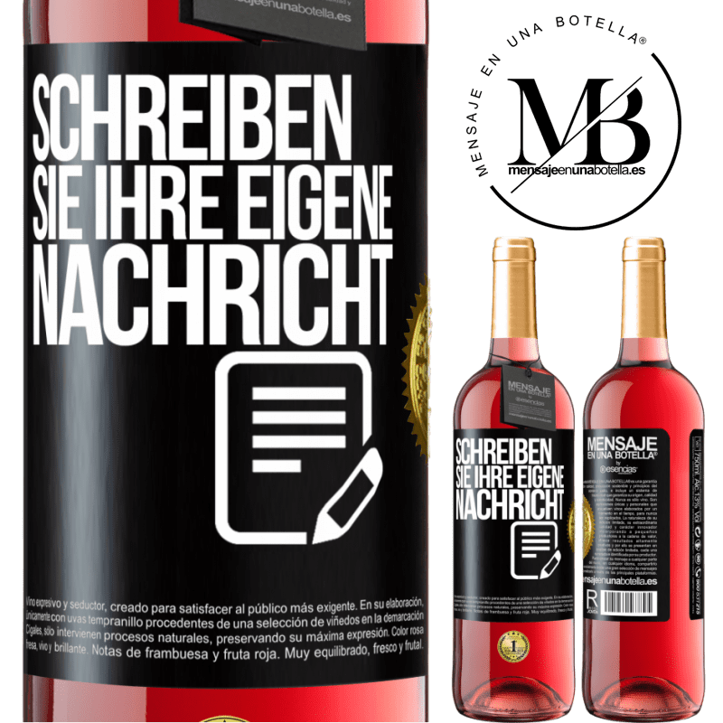 29,95 € Kostenloser Versand | Roséwein ROSÉ Ausgabe Schreib deine eigene Nachricht Schwarzes Etikett. Anpassbares Etikett Junger Wein Ernte 2024 Tempranillo