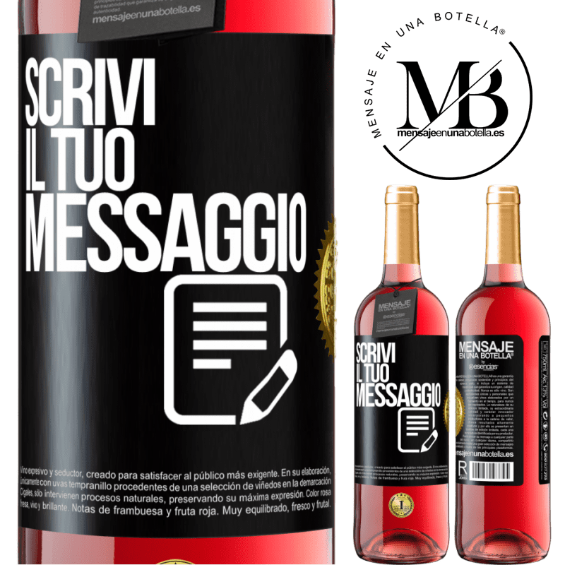 29,95 € Spedizione Gratuita | Vino rosato Edizione ROSÉ Scrivi il tuo messaggio Etichetta Nera. Etichetta personalizzabile Vino giovane Raccogliere 2025 Tempranillo