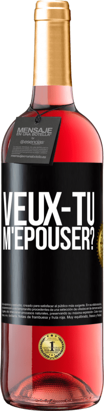 Envoi gratuit | Vin rosé Édition ROSÉ Veux-tu m'épouser? Étiquette Noire. Étiquette personnalisable Vin jeune Récolte 2023 Tempranillo