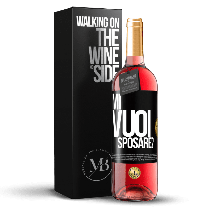 29,95 € Spedizione Gratuita | Vino rosato Edizione ROSÉ Mi vuoi sposare? Etichetta Nera. Etichetta personalizzabile Vino giovane Raccogliere 2023 Tempranillo