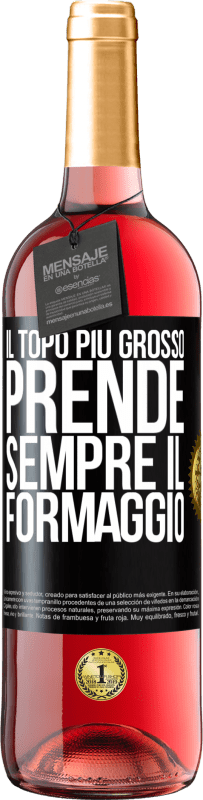 Spedizione Gratuita | Vino rosato Edizione ROSÉ Il topo più grosso prende sempre il formaggio Etichetta Nera. Etichetta personalizzabile Vino giovane Raccogliere 2023 Tempranillo