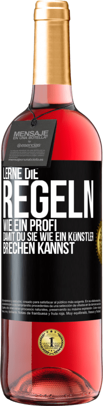 29,95 € | Roséwein ROSÉ Ausgabe Lerne die Regeln wie ein Profi, damit du sie wie ein Künstler brechen kannst Schwarzes Etikett. Anpassbares Etikett Junger Wein Ernte 2023 Tempranillo