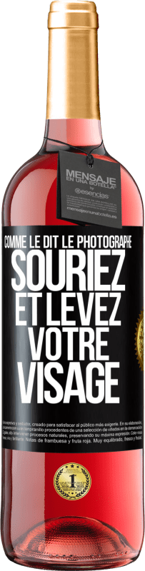29,95 € Envoi gratuit | Vin rosé Édition ROSÉ Comme le dit le photographe, souriez et levez votre visage Étiquette Noire. Étiquette personnalisable Vin jeune Récolte 2025 Tempranillo