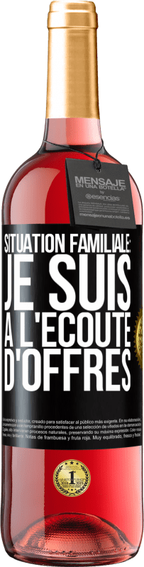 29,95 € Envoi gratuit | Vin rosé Édition ROSÉ Situation familiale: je suis à l'écoute d'offres Étiquette Noire. Étiquette personnalisable Vin jeune Récolte 2025 Tempranillo
