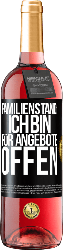 Kostenloser Versand | Roséwein ROSÉ Ausgabe Familienstand: Ich bin für Angebote offen Schwarzes Etikett. Anpassbares Etikett Junger Wein Ernte 2023 Tempranillo