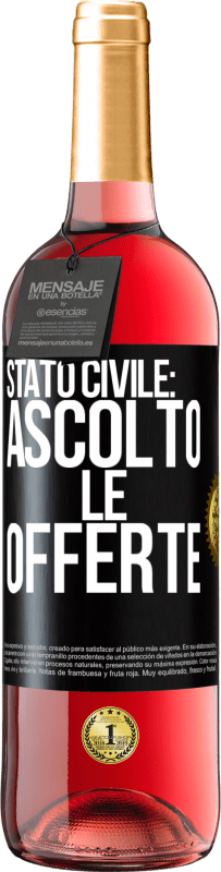 Spedizione Gratuita | Vino rosato Edizione ROSÉ Stato civile: ascolto le offerte Etichetta Nera. Etichetta personalizzabile Vino giovane Raccogliere 2023 Tempranillo